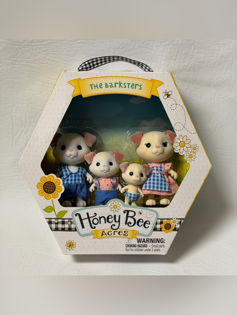Honey Bee Acres Barksters Dog Family Includes 4 Miniature Flocked Animal Figures